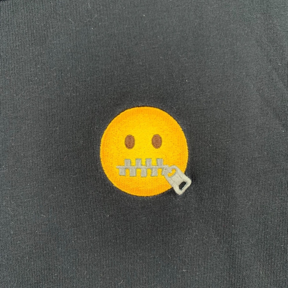 Apple Campus Zippered Mouth Emoji Black TShirt SZ L Rare Employees Only Collect‎ - Picture 8 of 10